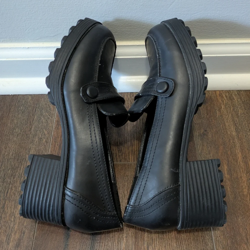Vintage Unionbay Bettie Platform Loafers Chunky Black‎ Size 6M 90s Y2K Academia